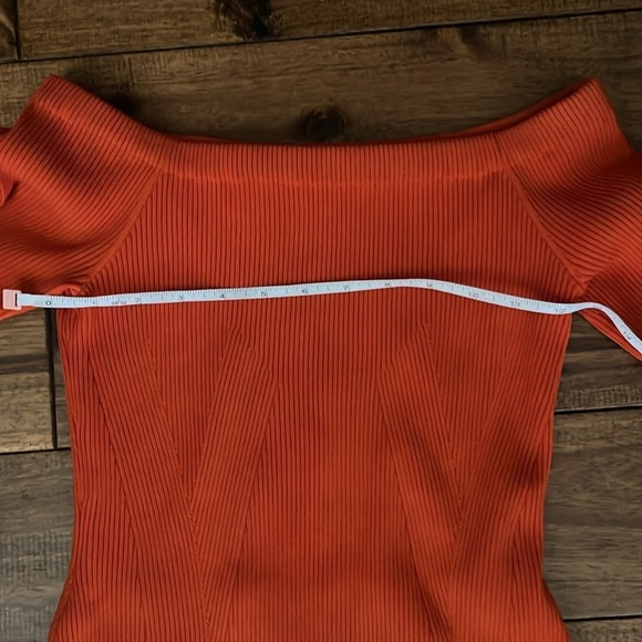 VERONICA BEARD Orange Derick Ribbed Off Shoulder Blouse Size Small - Picture 12 of 13